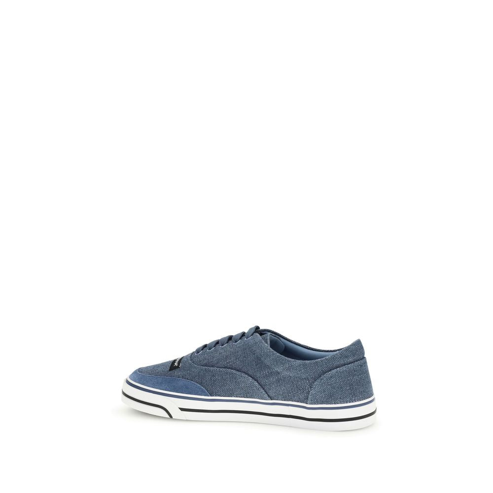 Dolce & Gabbana Blue Linen Low Top Sneakers Curated Luxury Accessories by Orvyn