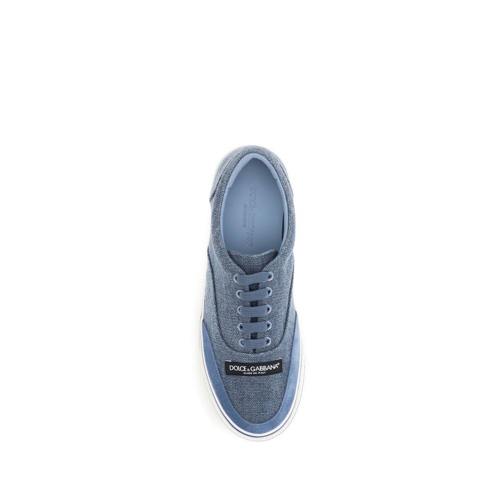 Dolce & Gabbana Blue Linen Low Top Sneakers Curated Luxury Accessories by Orvyn