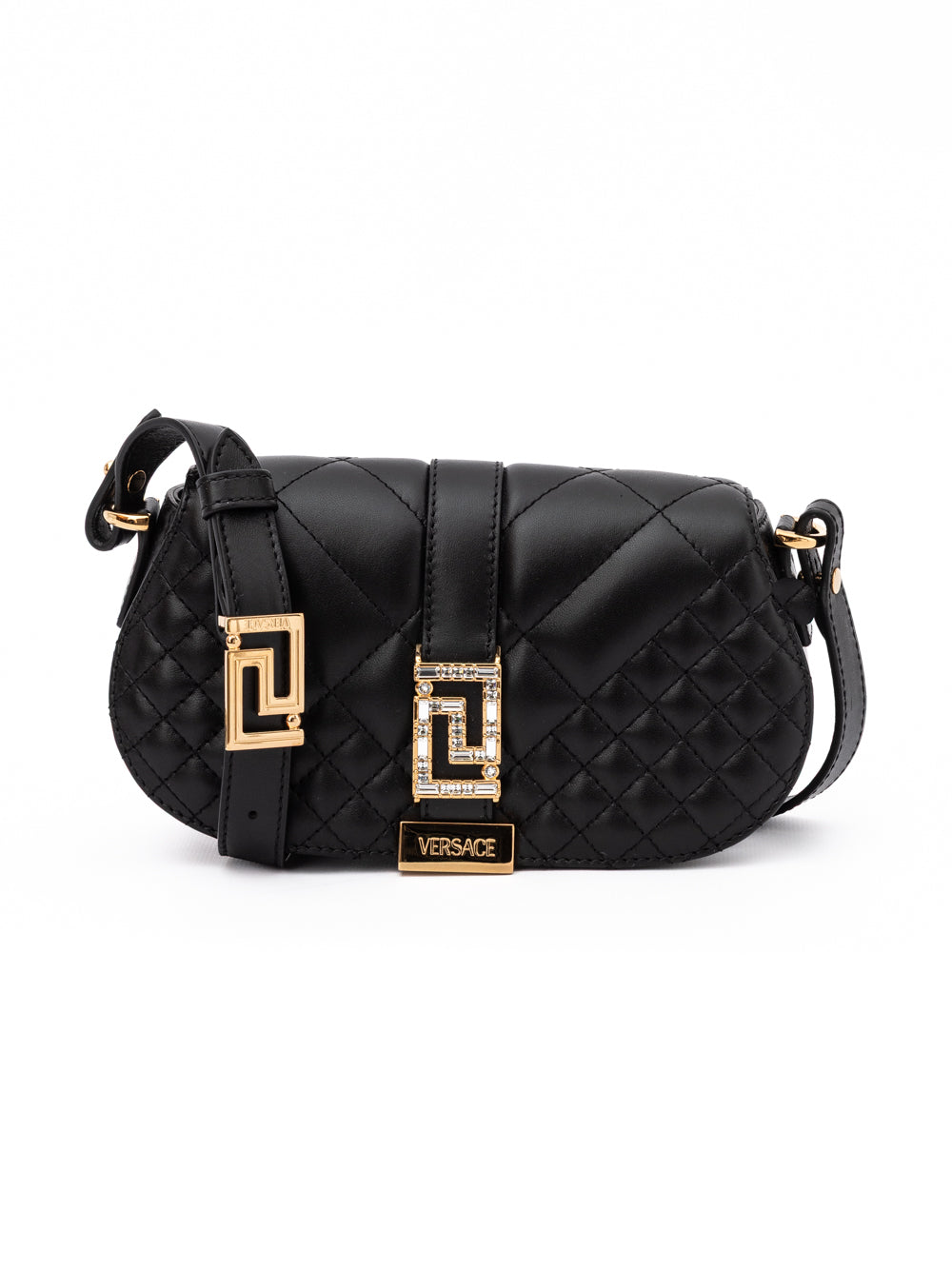 Versace Black Leather Quilted Shoulder Strap Bag Curated Luxury Accessories by Orvyn