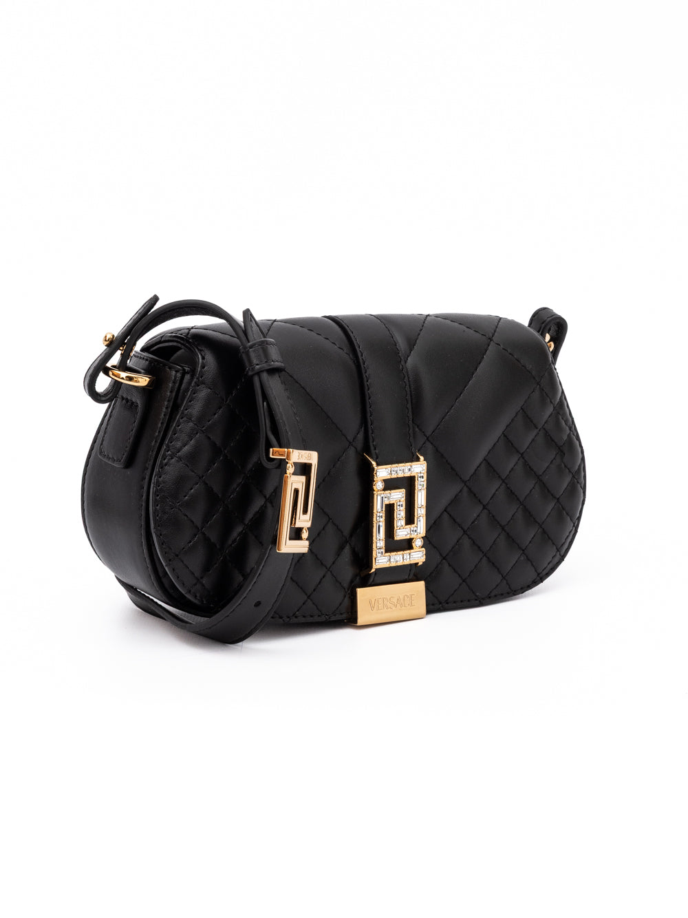 Versace Black Leather Quilted Shoulder Strap Bag Curated Luxury Accessories by Orvyn