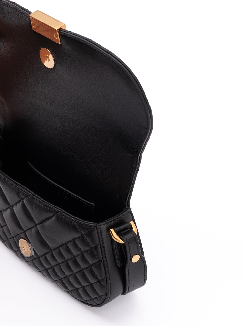 Versace Black Leather Quilted Shoulder Strap Bag Curated Luxury Accessories by Orvyn