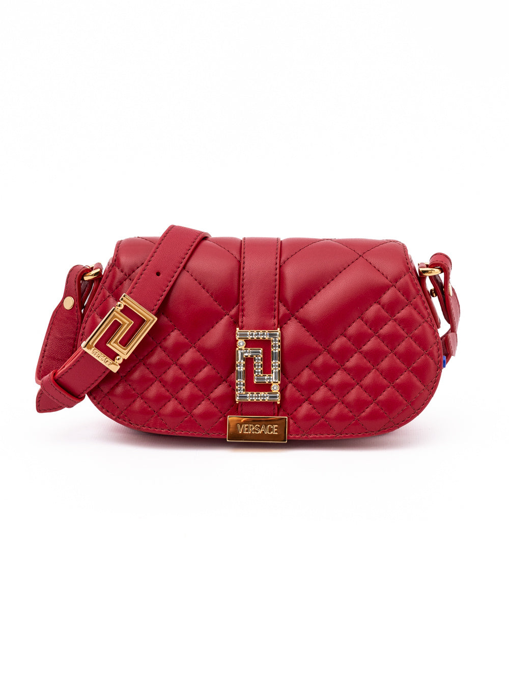 Versace Red Leather Quilted Shoulder Strap Bag Curated Luxury Accessories by Orvyn