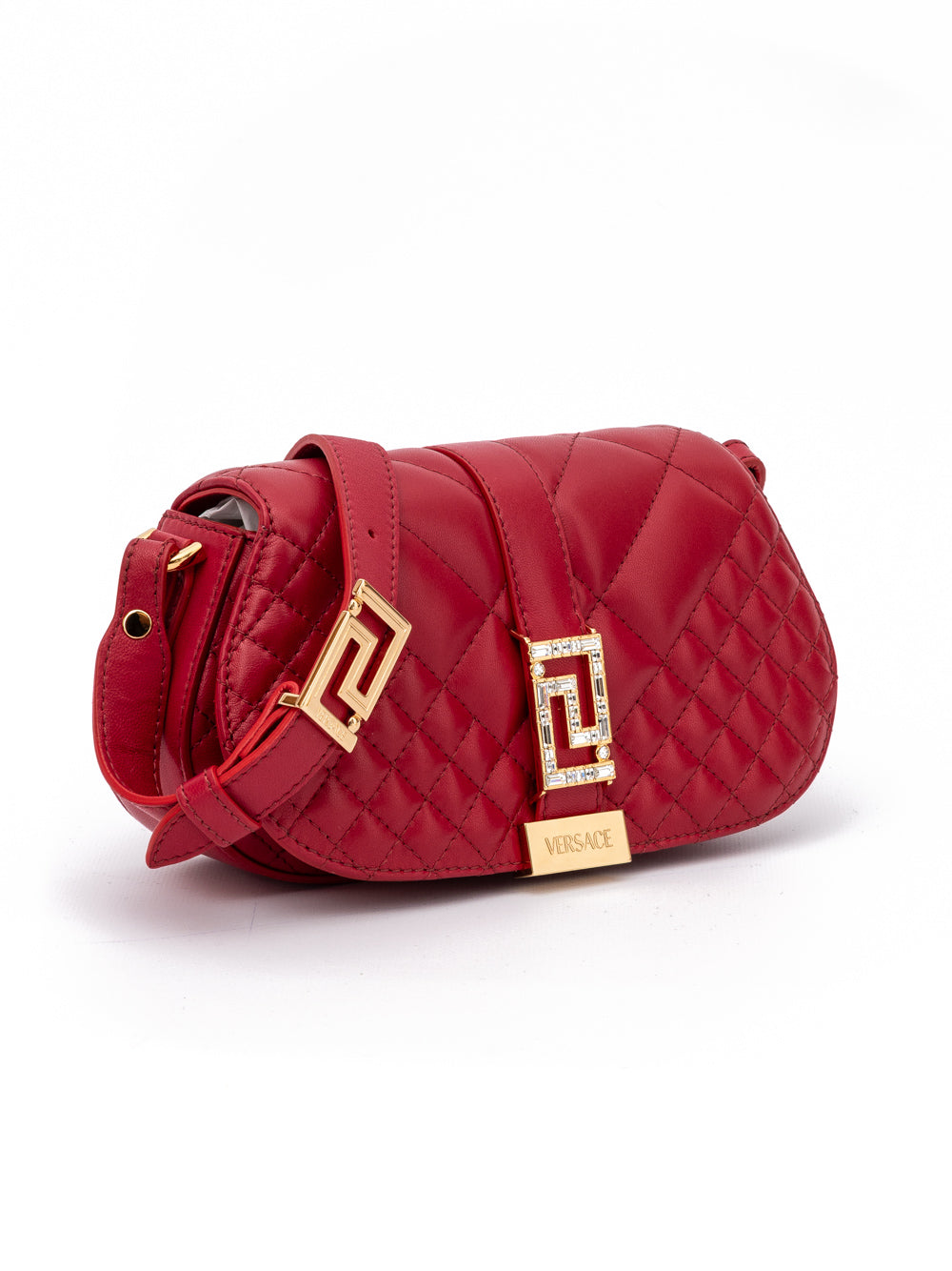 Versace Red Leather Quilted Shoulder Strap Bag Curated Luxury Accessories by Orvyn