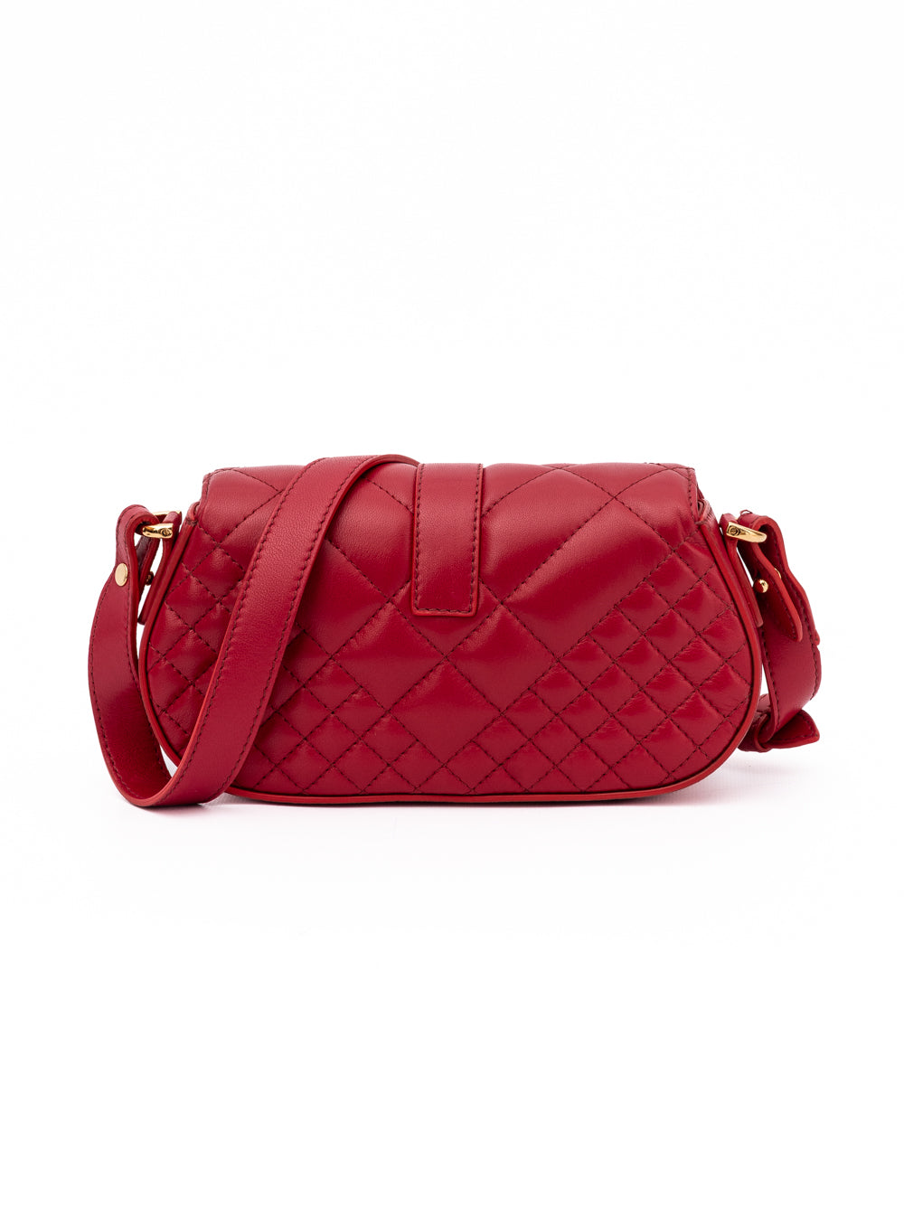Versace Red Leather Quilted Shoulder Strap Bag Curated Luxury Accessories by Orvyn