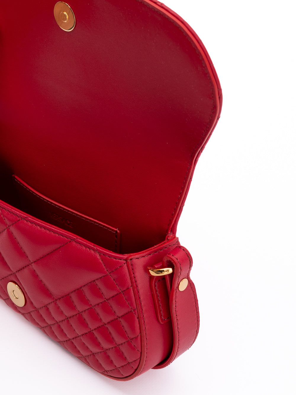 Versace Red Leather Quilted Shoulder Strap Bag Curated Luxury Accessories by Orvyn