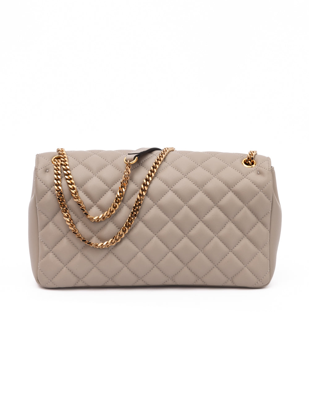 Versace Taupe Quilted Leather Shoulder Strap Bag Curated Luxury Accessories by Orvyn