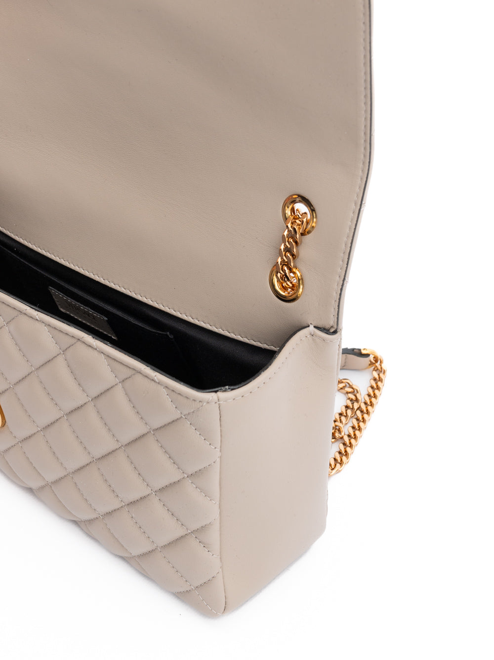 Versace Taupe Quilted Leather Shoulder Strap Bag Curated Luxury Accessories by Orvyn