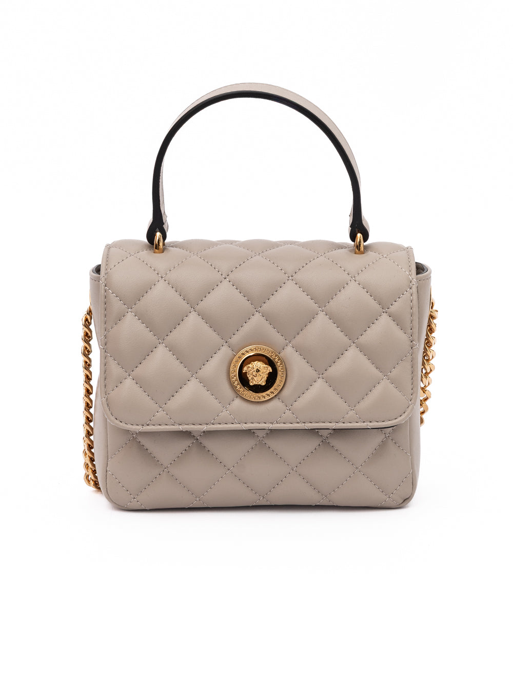 Versace Taupe Quilted Leather Handbag Curated Luxury Accessories by Orvyn