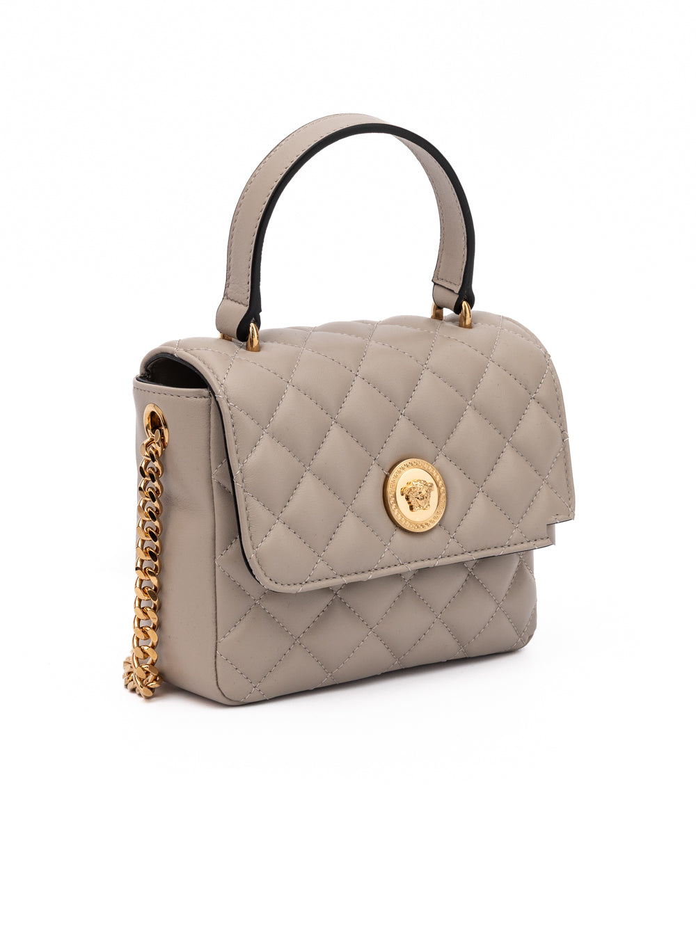 Versace Taupe Quilted Leather Handbag Curated Luxury Accessories by Orvyn