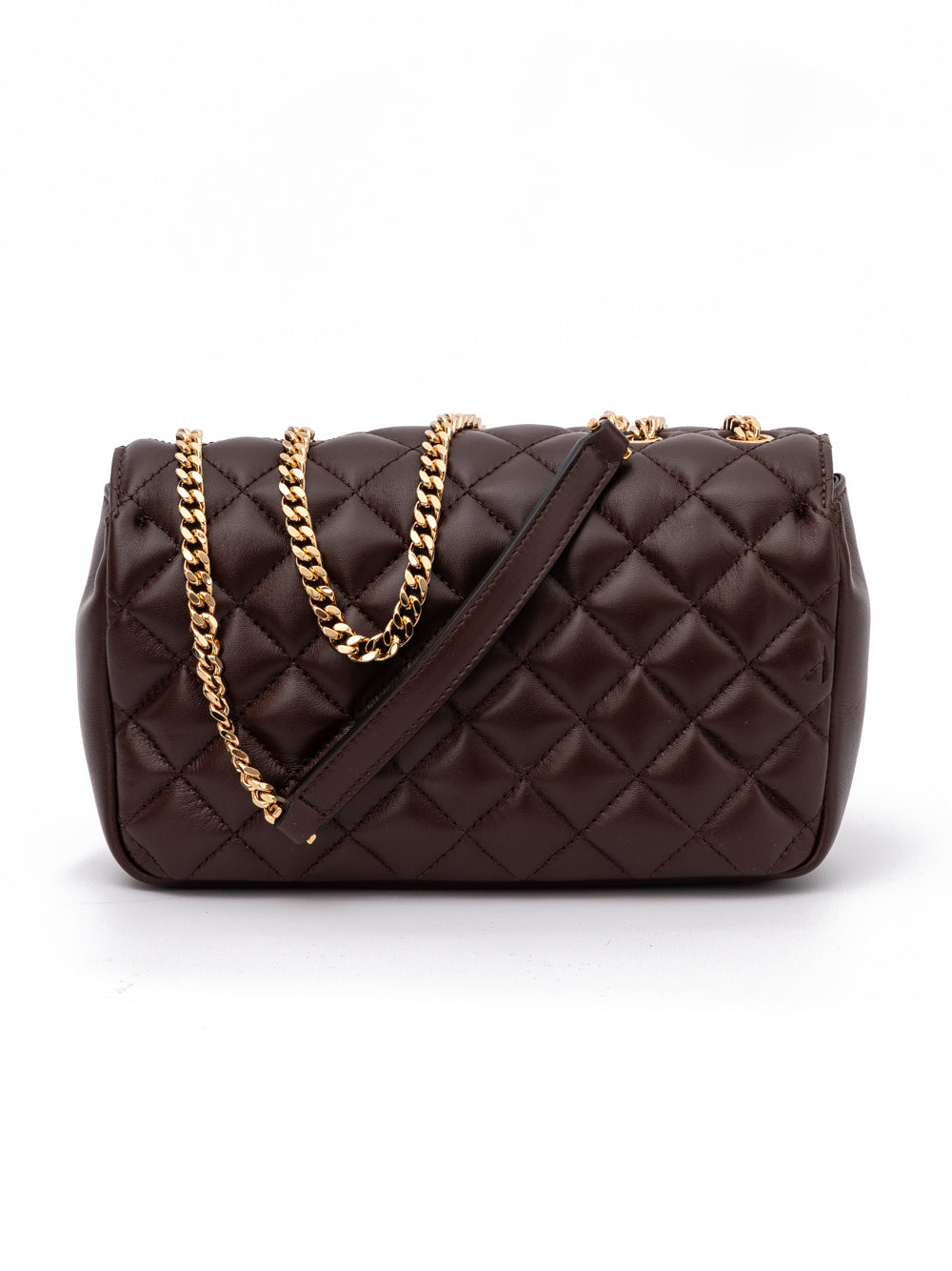 Versace Brown Quilted Leather Shoulder Strap Bag Curated Luxury Accessories by Orvyn