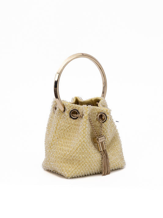 Jimmy Choo Yellow Bon Bon Micro Crystals Bucket Curated Luxury Accessories by Orvyn