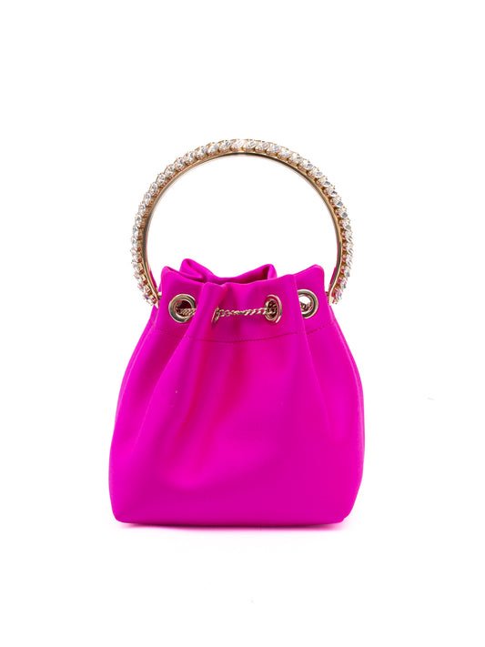 Jimmy Choo Fuchsia Bon Bon Satin Bucket Curated Luxury Accessories by Orvyn