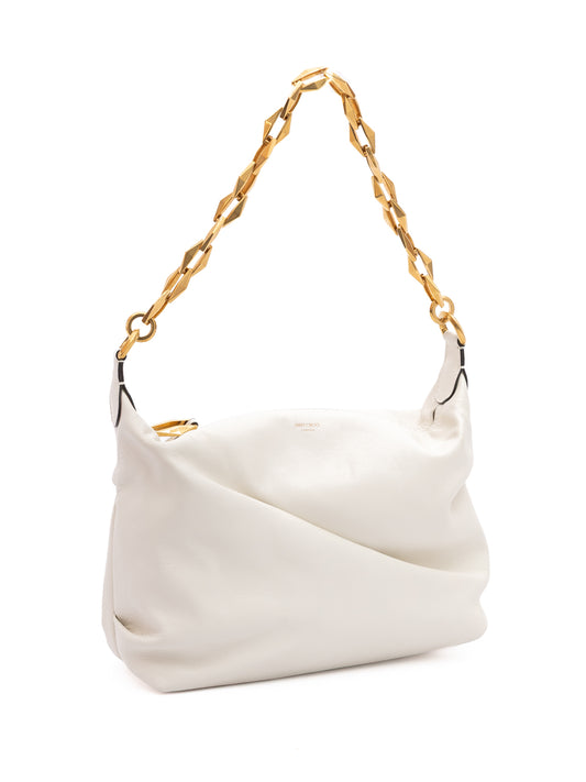 Jimmy Choo White Diamond Hobo Leather Shoulder Bag Curated Luxury Accessories by Orvyn
