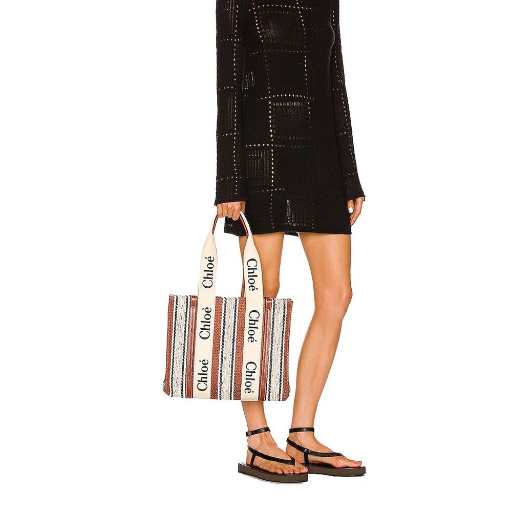 Chloé Brown Linen Tote Bag Curated Luxury Accessories by Orvyn