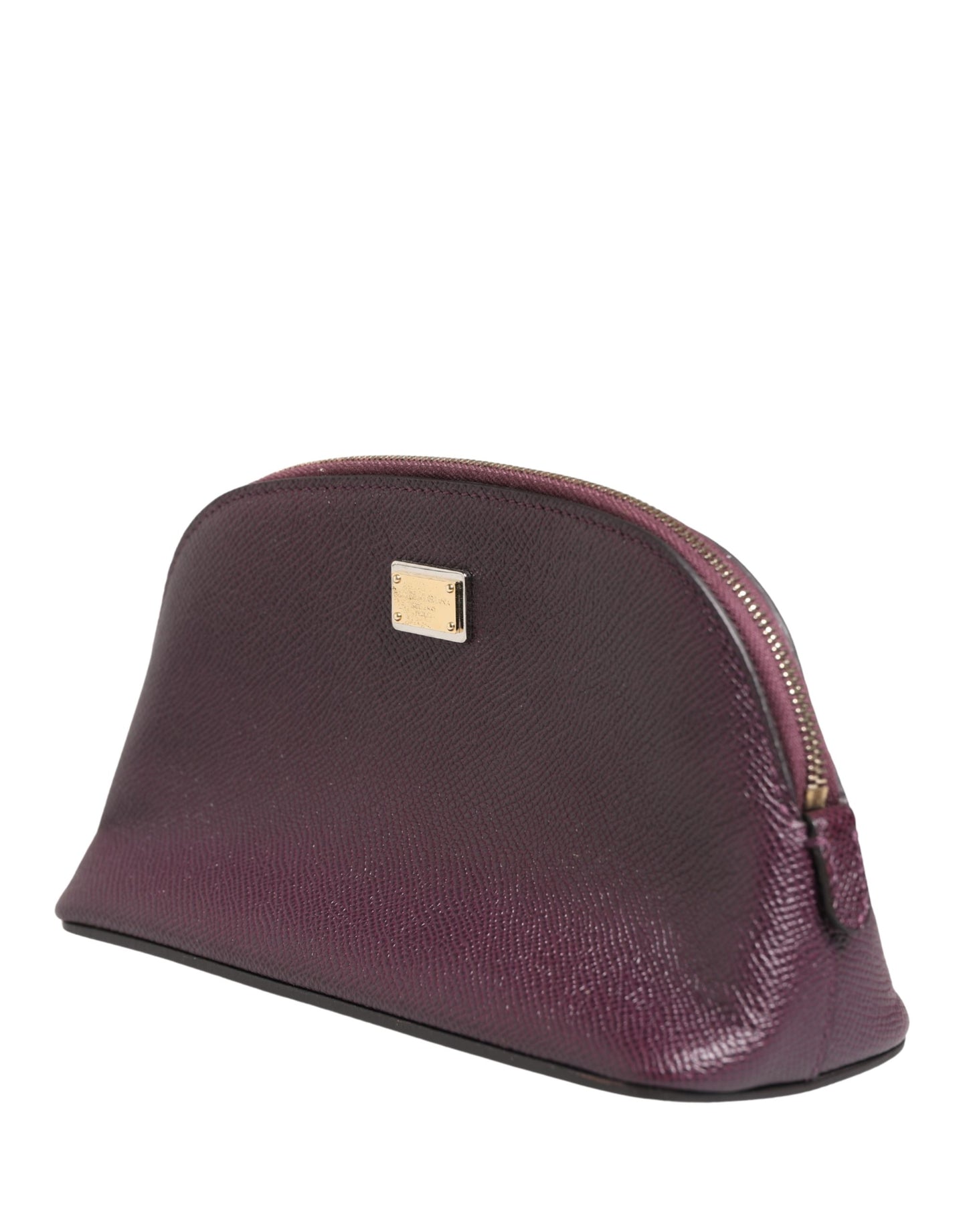 Dolce & Gabbana Dark Purple Leather DG Logo Zip Around Hand Purse Wallet Curated Luxury Accessories by Orvyn