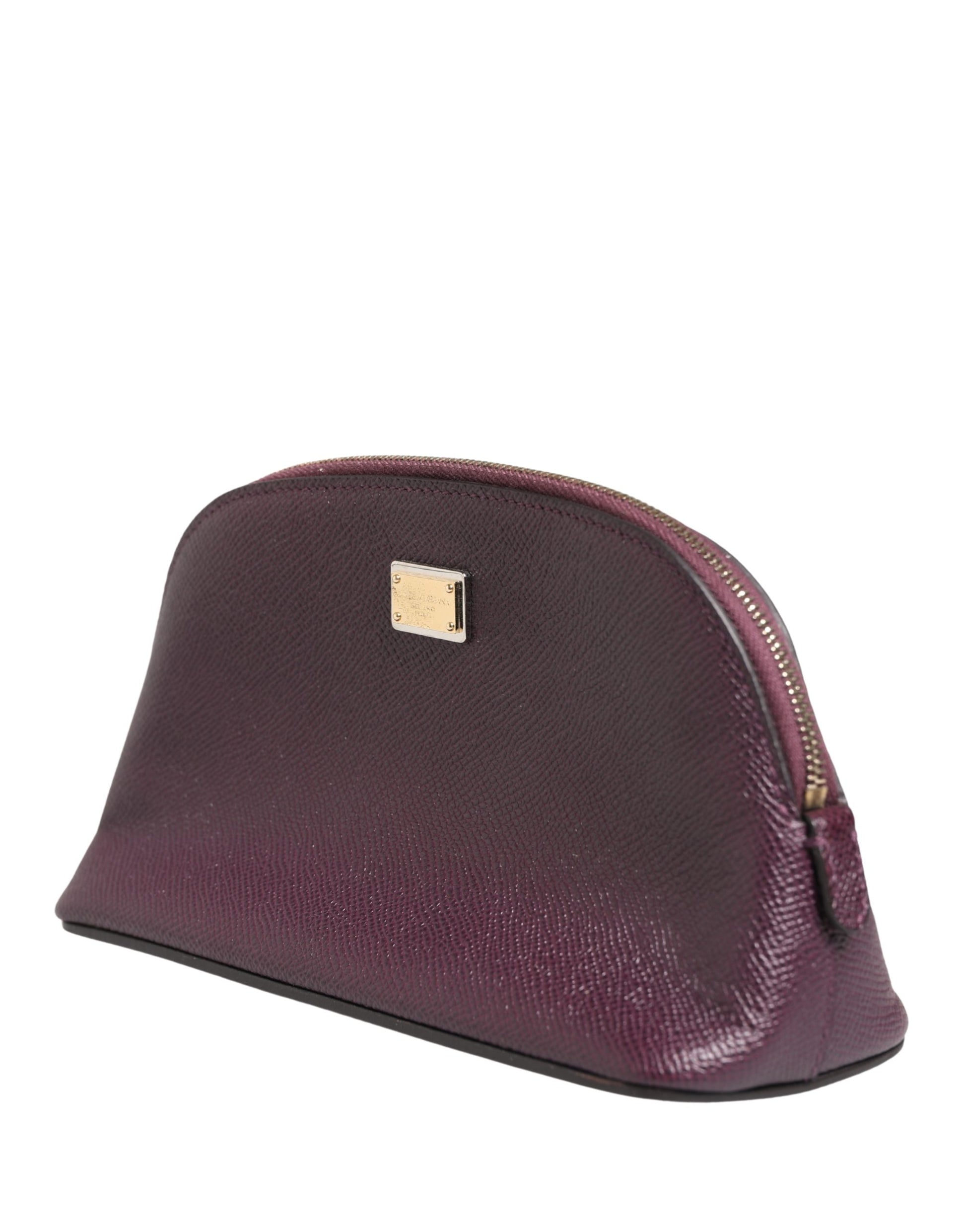 Dolce & Gabbana Dark Purple Leather DG Logo Zip Around Hand Purse Wallet Curated Luxury Accessories by Orvyn