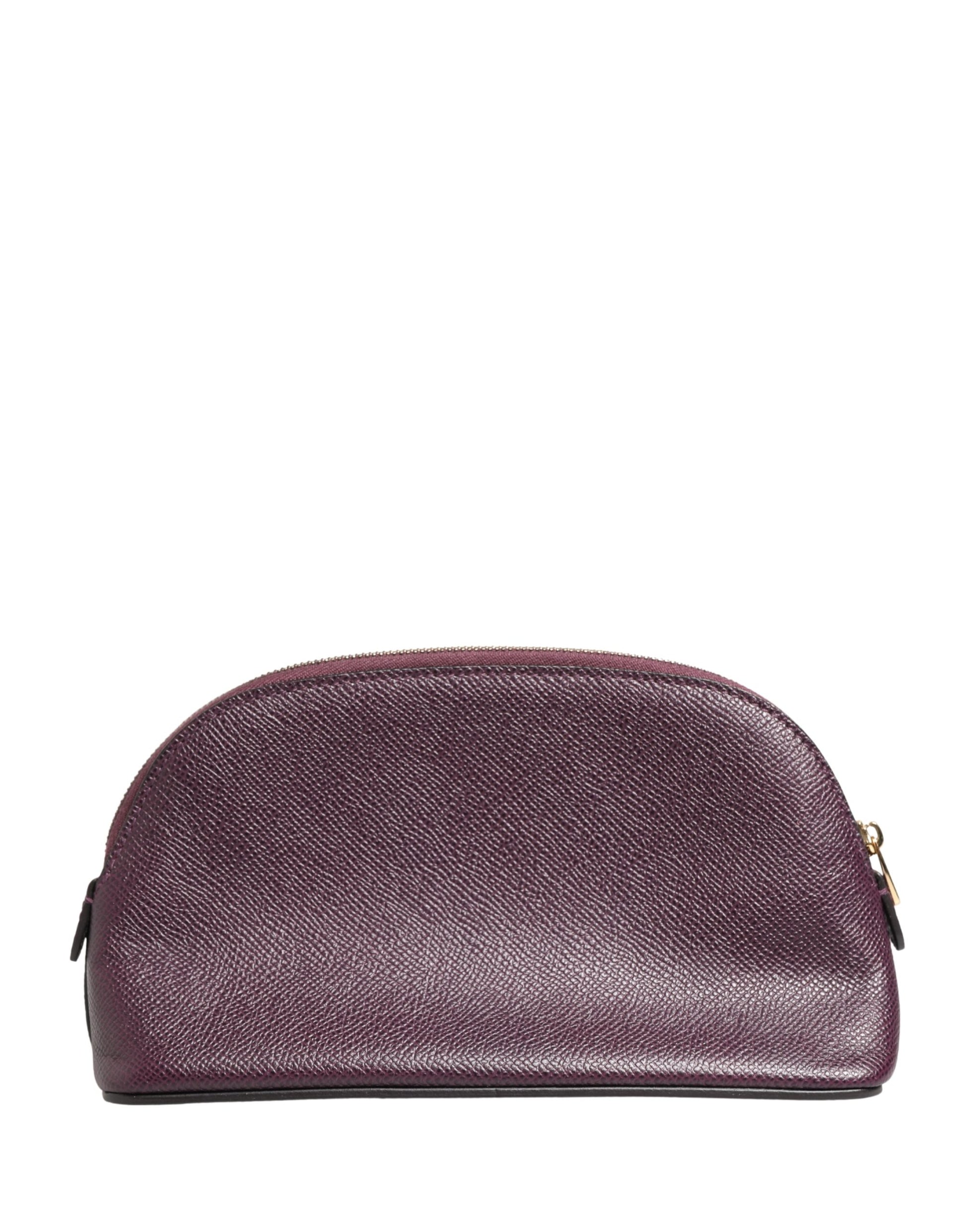 Dolce & Gabbana Dark Purple Leather DG Logo Zip Around Hand Purse Wallet Curated Luxury Accessories by Orvyn