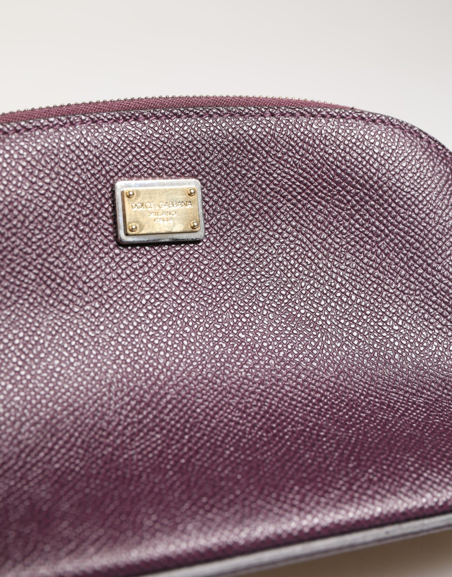 Dolce & Gabbana Dark Purple Leather DG Logo Zip Around Hand Purse Wallet Curated Luxury Accessories by Orvyn