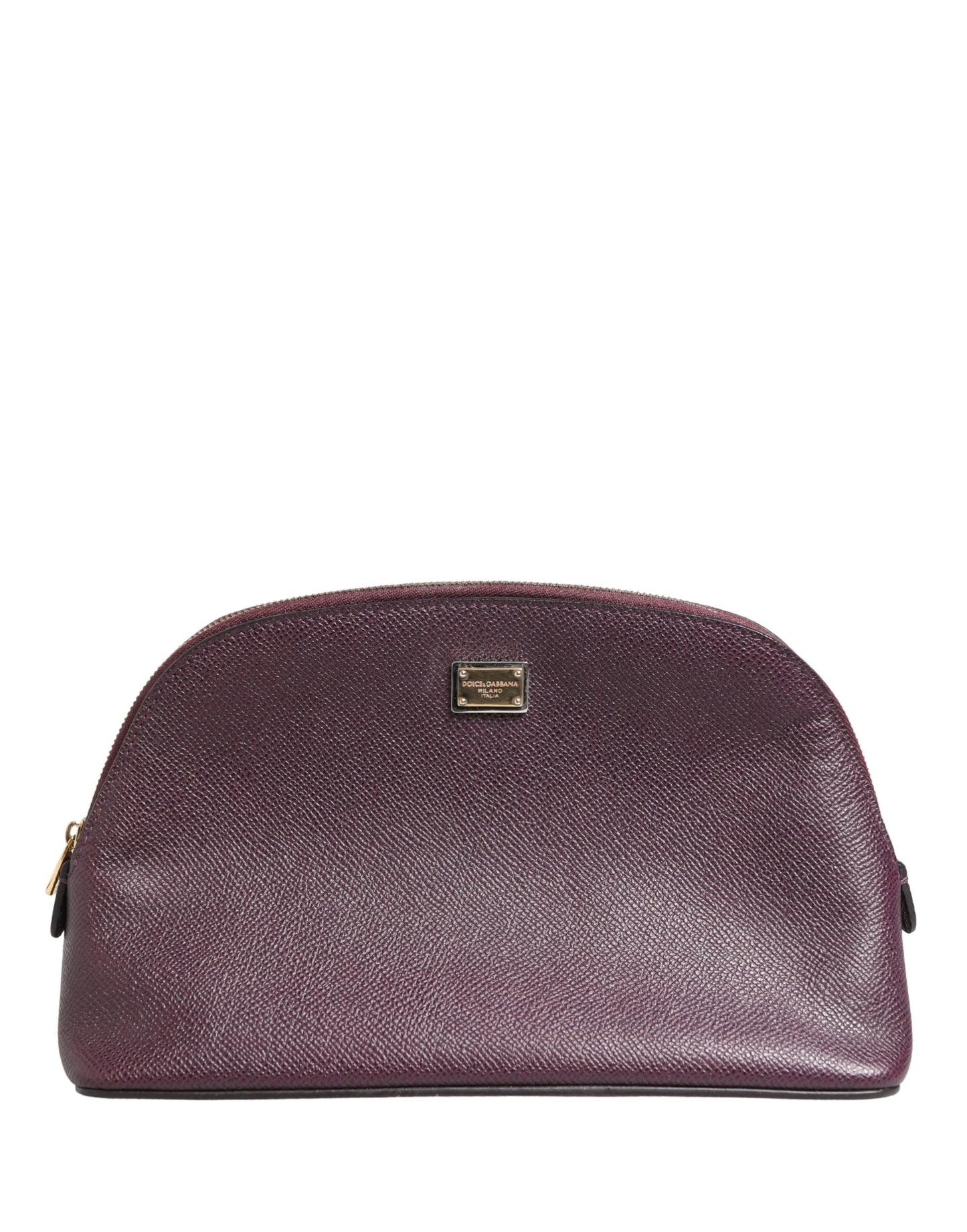 Dolce & Gabbana Dark Purple Leather DG Logo Zip Around Hand Purse Wallet Curated Luxury Accessories by Orvyn