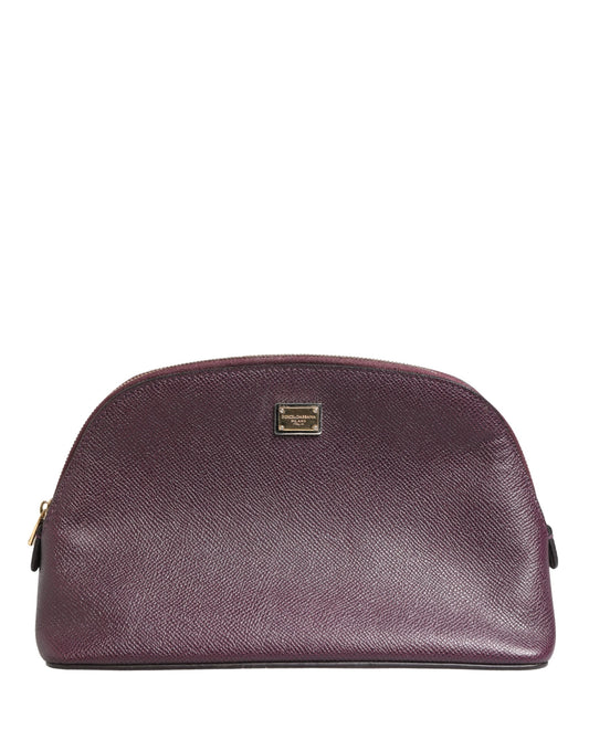 Dolce & Gabbana Dark Purple Leather DG Logo Zip Around Hand Purse Wallet Curated Luxury Accessories by Orvyn