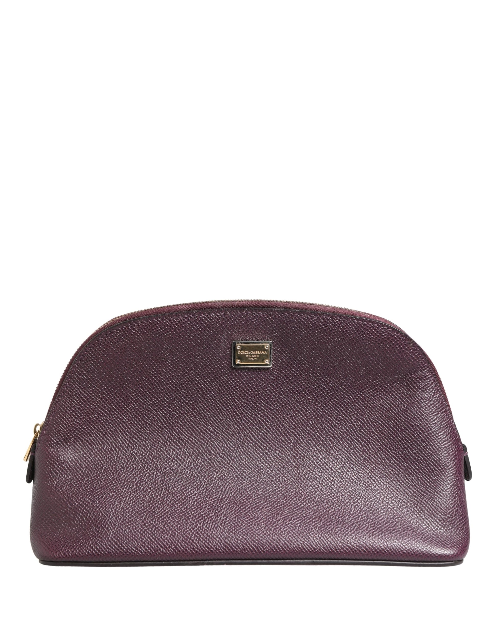 Dolce & Gabbana Dark Purple Leather DG Logo Zip Around Hand Purse Wallet Curated Luxury Accessories by Orvyn