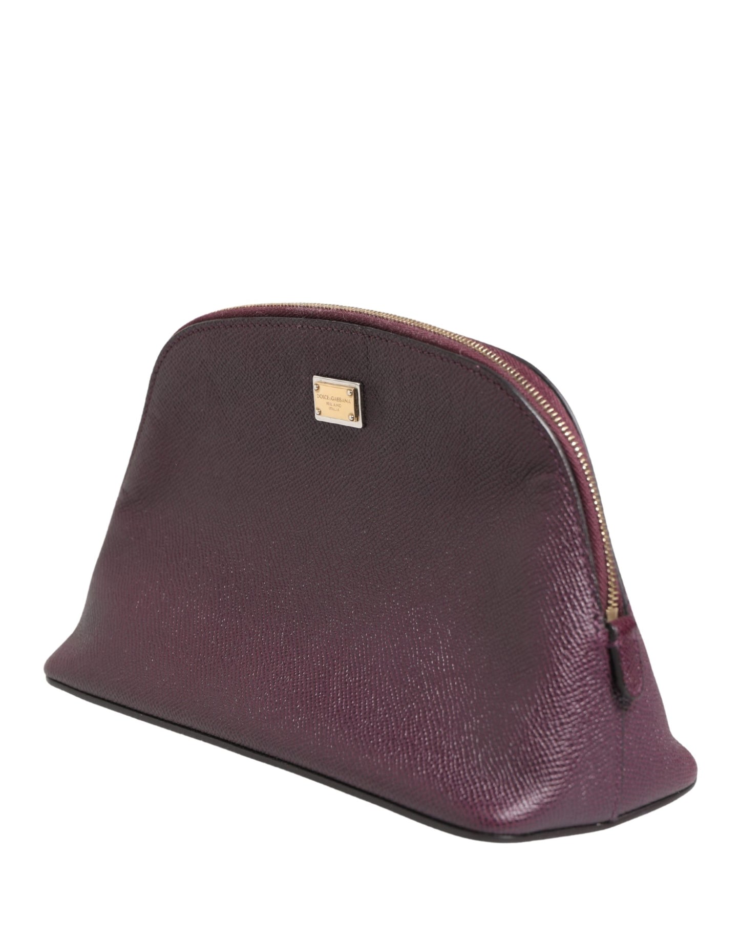 Dolce & Gabbana Dark Purple Leather DG Logo Zip Around Hand Purse Wallet Curated Luxury Accessories by Orvyn