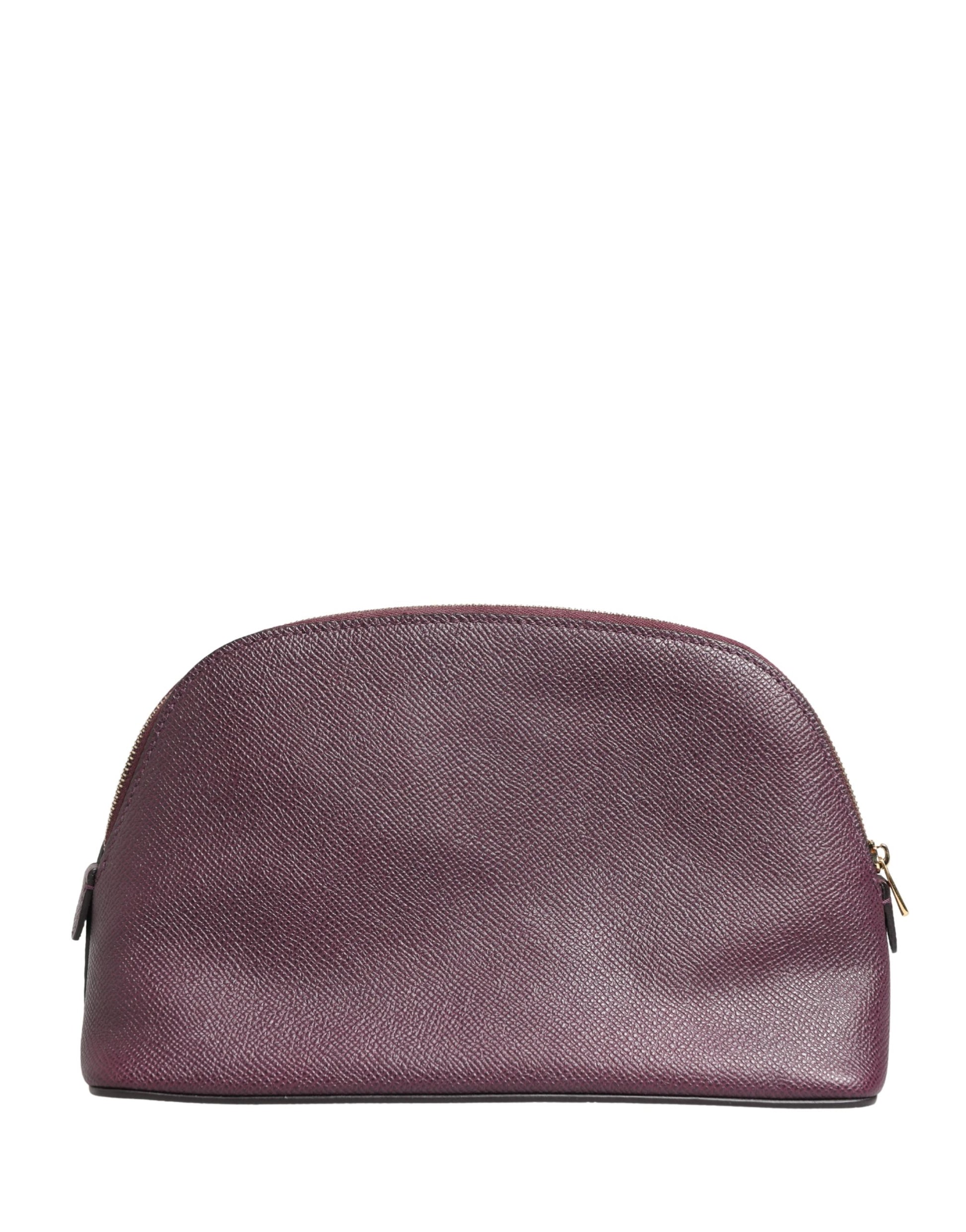 Dolce & Gabbana Dark Purple Leather DG Logo Zip Around Hand Purse Wallet Curated Luxury Accessories by Orvyn