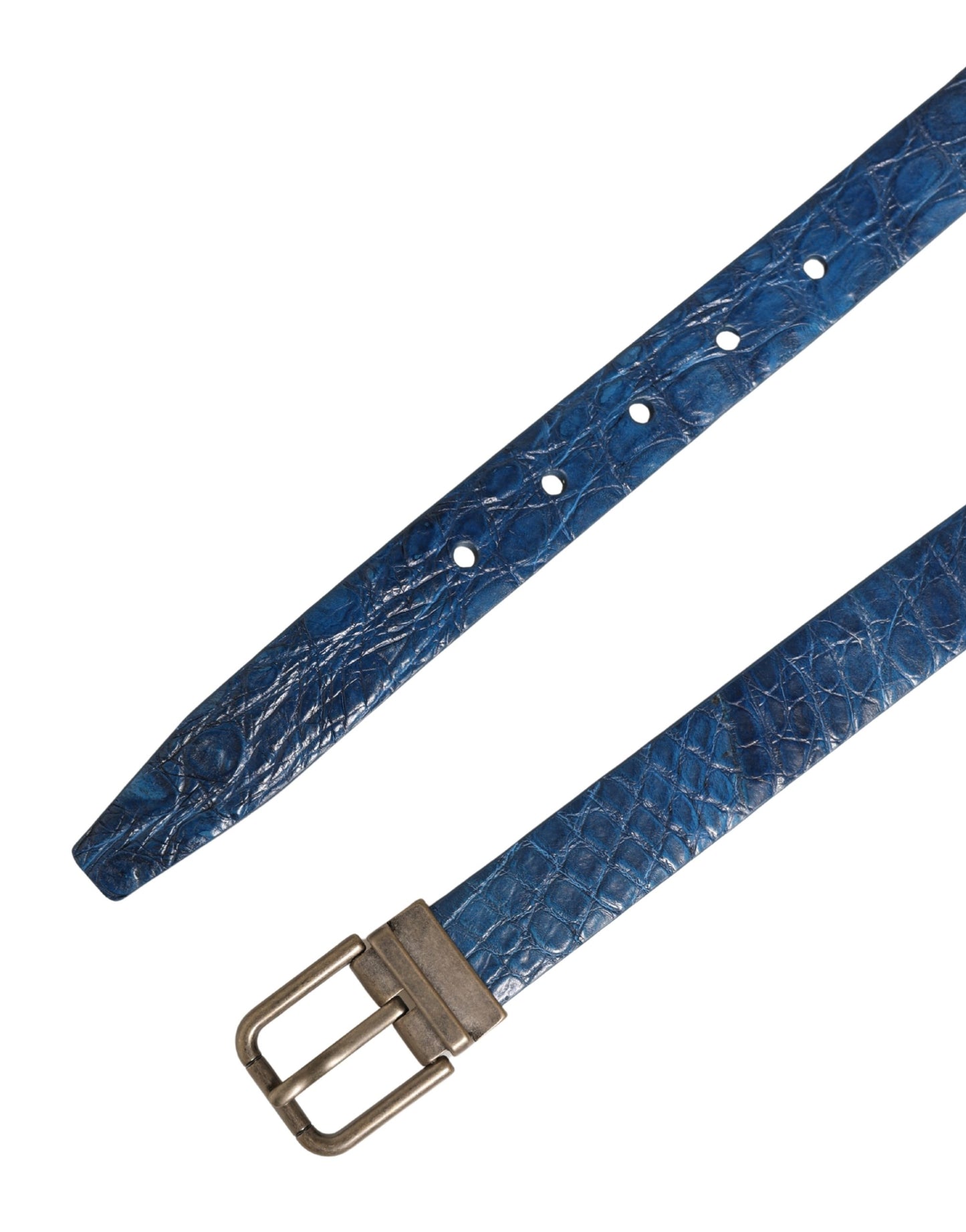 Dolce & Gabbana Navy Blue Leather Gold Tone Metal Buckle Belt Curated Luxury Accessories by Orvyn