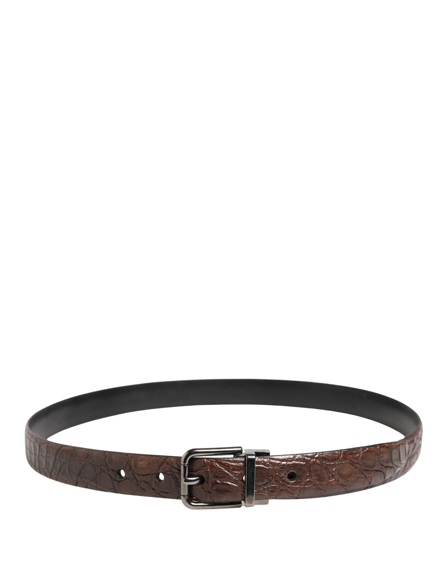 Dolce & Gabbana Brown Leather Silver Tone Metal Buckle Belt Curated Luxury Accessories by Orvyn