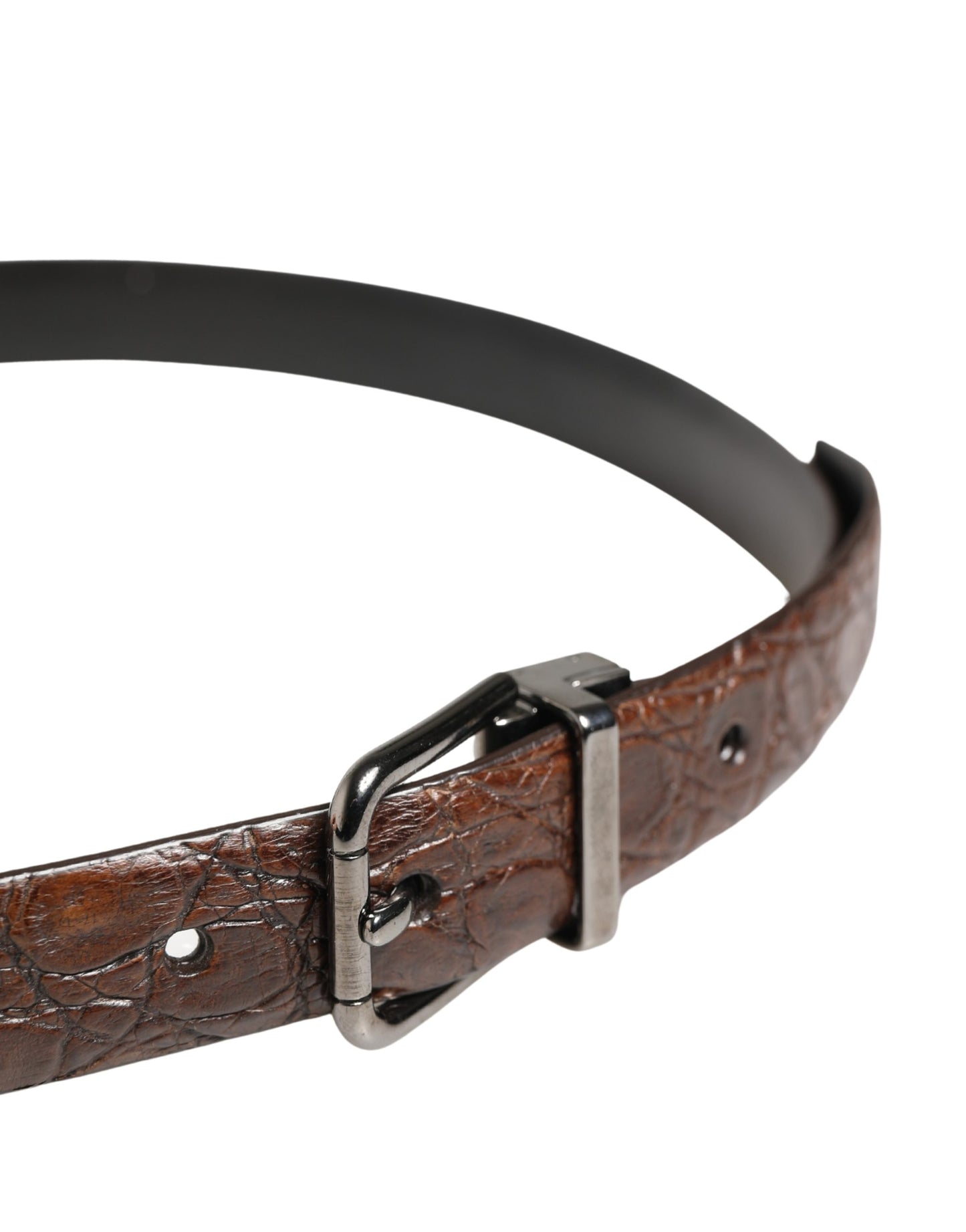 Dolce & Gabbana Brown Leather Silver Tone Metal Buckle Belt Curated Luxury Accessories by Orvyn