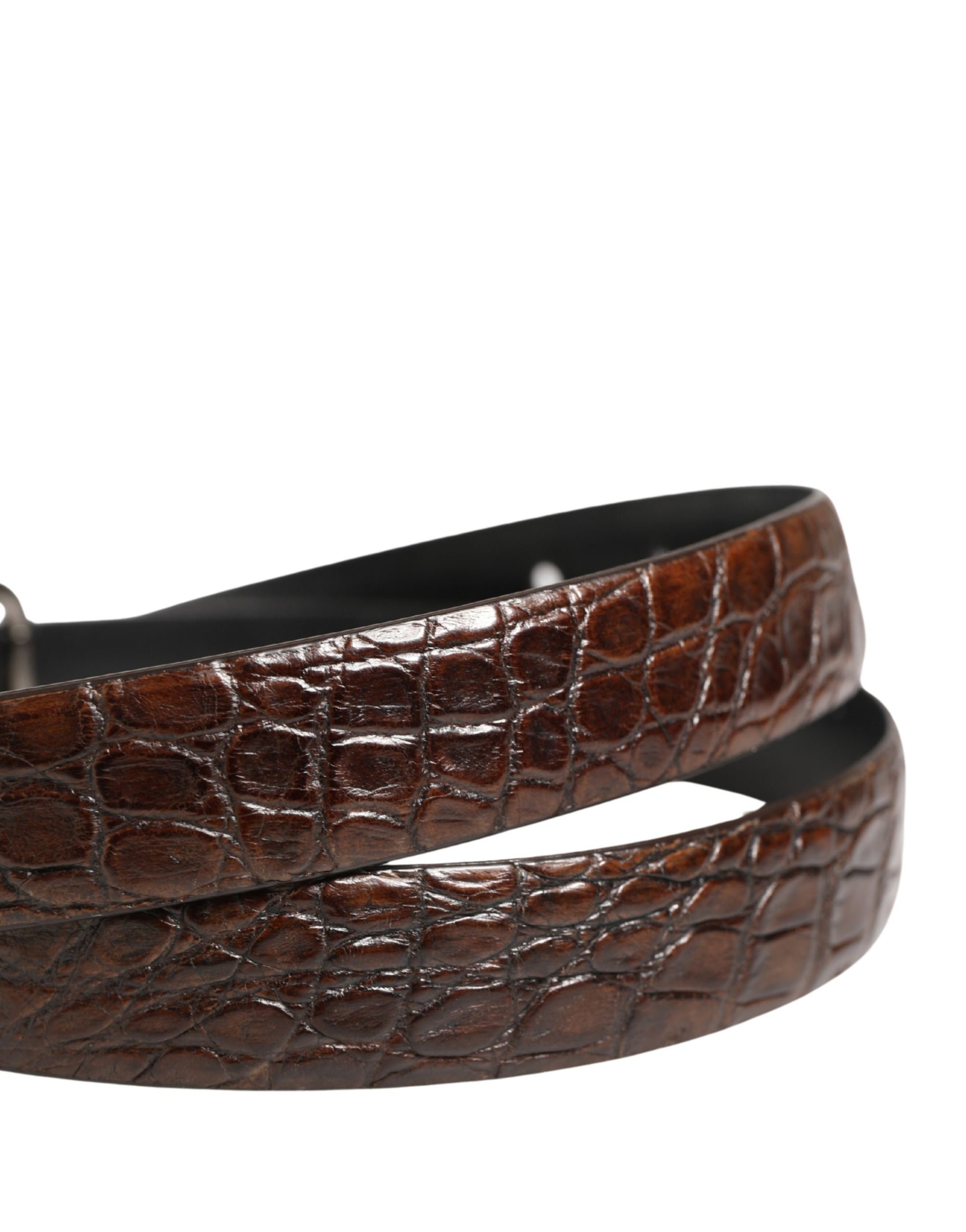 Dolce & Gabbana Brown Leather Silver Tone Metal Buckle Belt Curated Luxury Accessories by Orvyn
