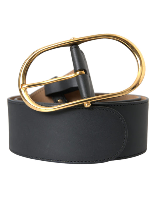 Dolce & Gabbana Black Leather Classic Metal Oval Buckle Belt Curated Luxury Accessories by Orvyn