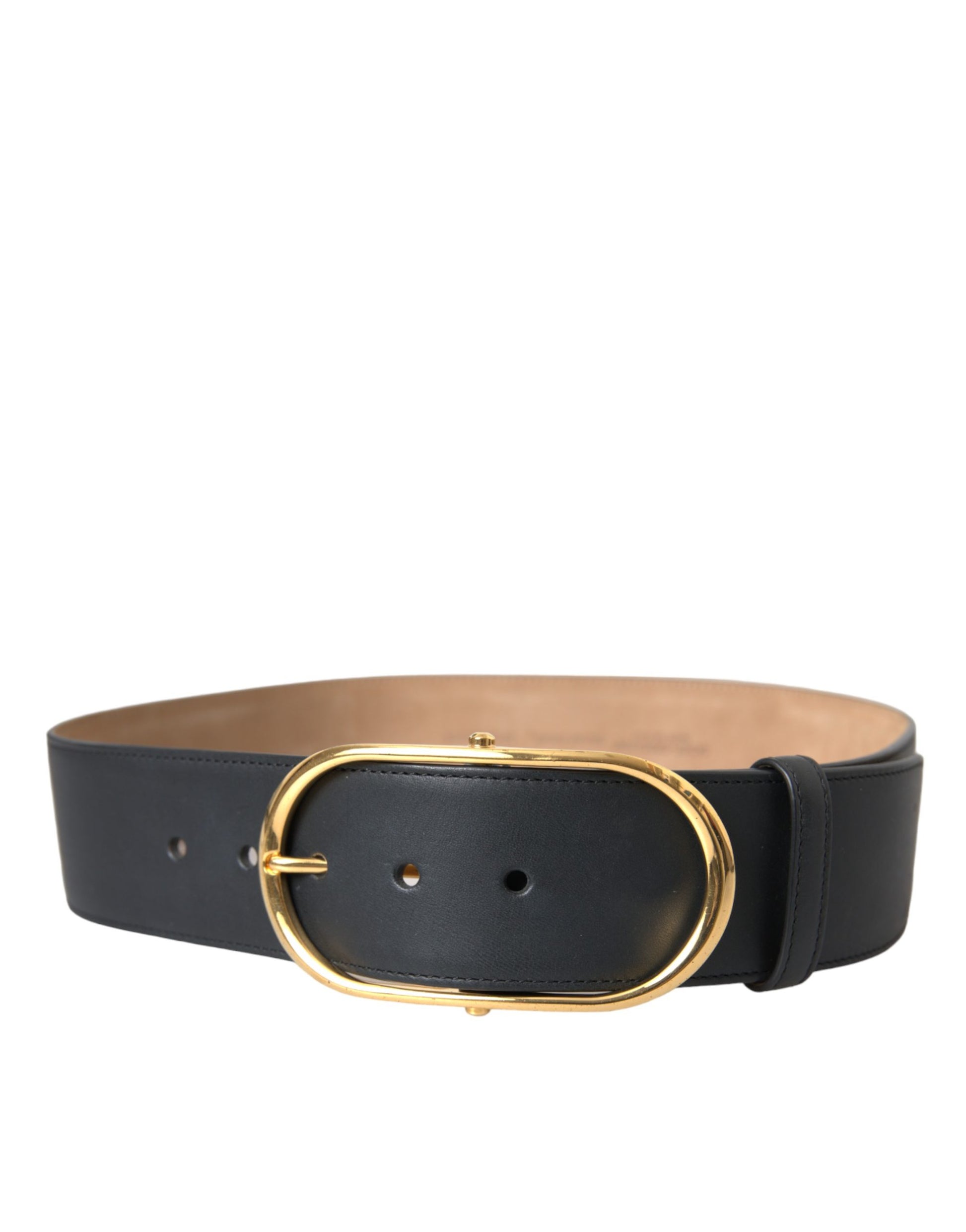 Dolce & Gabbana Black Leather Classic Metal Oval Buckle Belt Curated Luxury Accessories by Orvyn