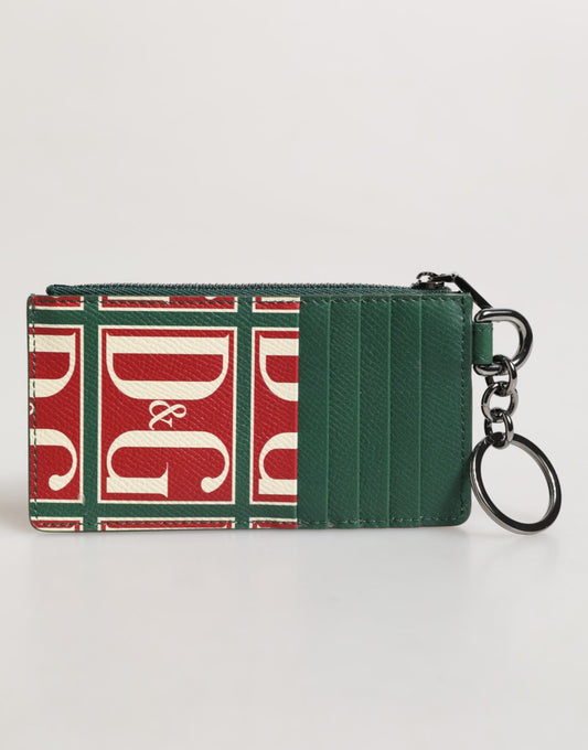 Dolce & Gabbana Green Calf Leather Logo Print Monogram Card Holder Wallet Curated Luxury Accessories by Orvyn