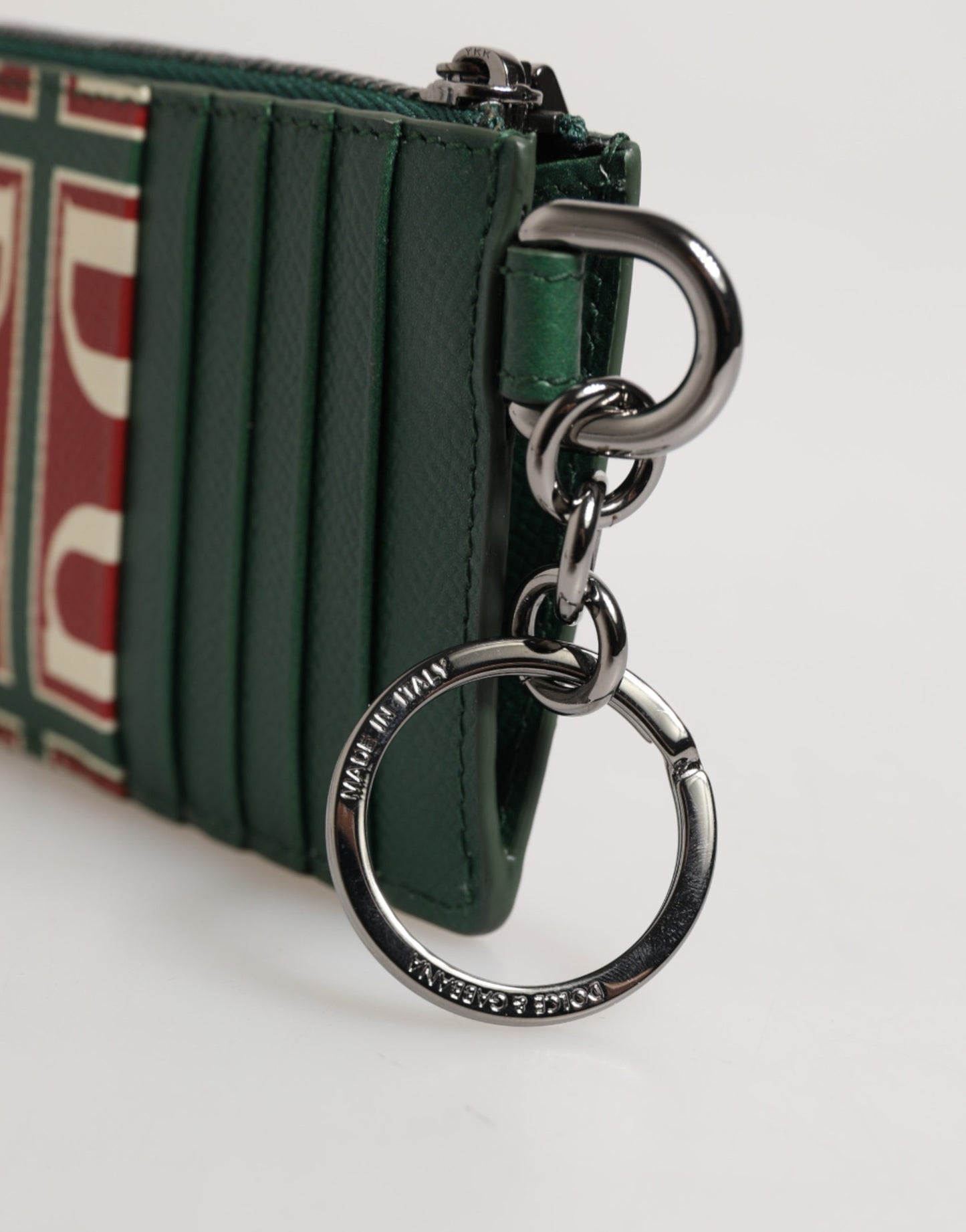 Dolce & Gabbana Green Calf Leather Logo Print Monogram Card Holder Wallet Curated Luxury Accessories by Orvyn