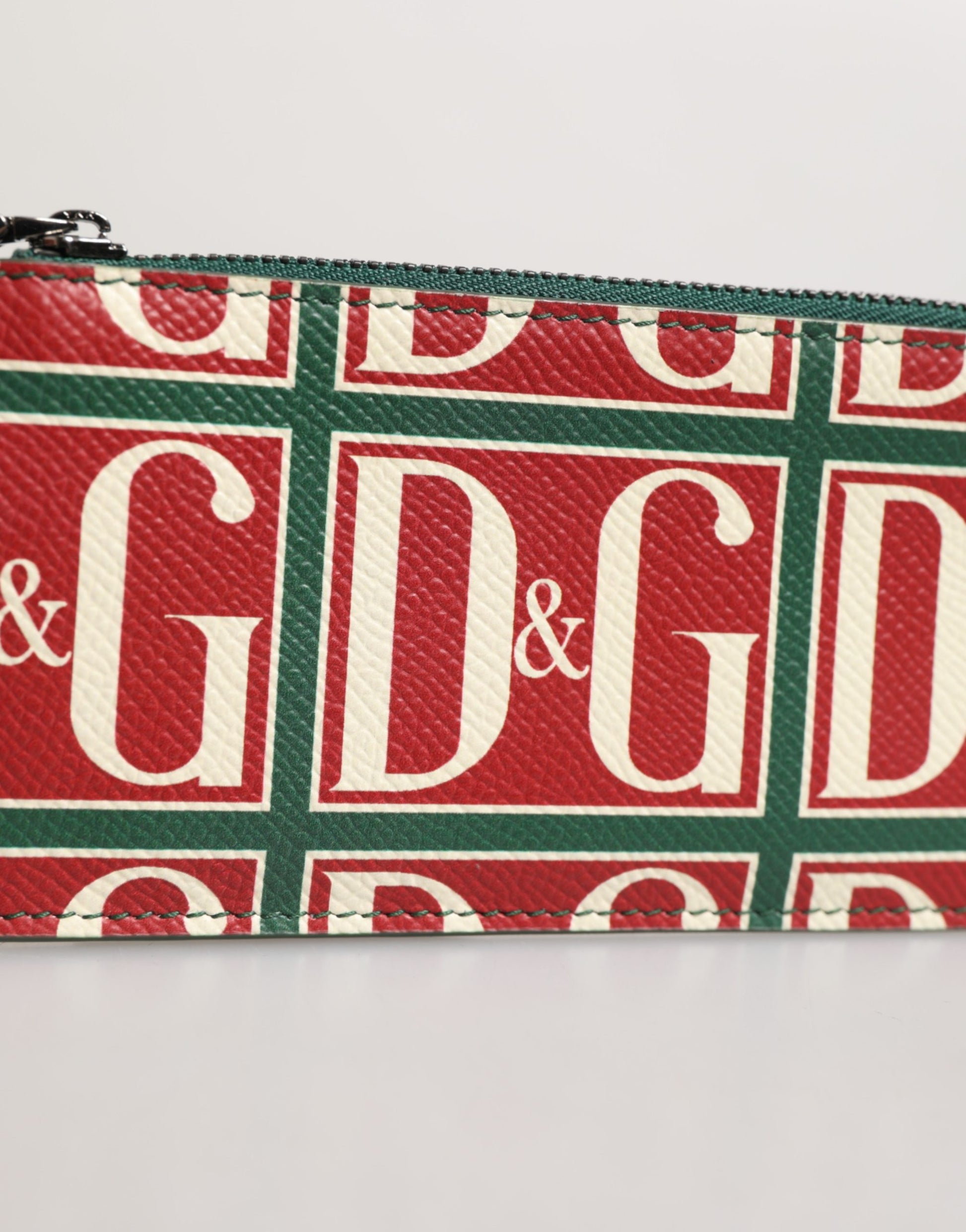 Dolce & Gabbana Green Calf Leather Logo Print Monogram Card Holder Wallet Curated Luxury Accessories by Orvyn