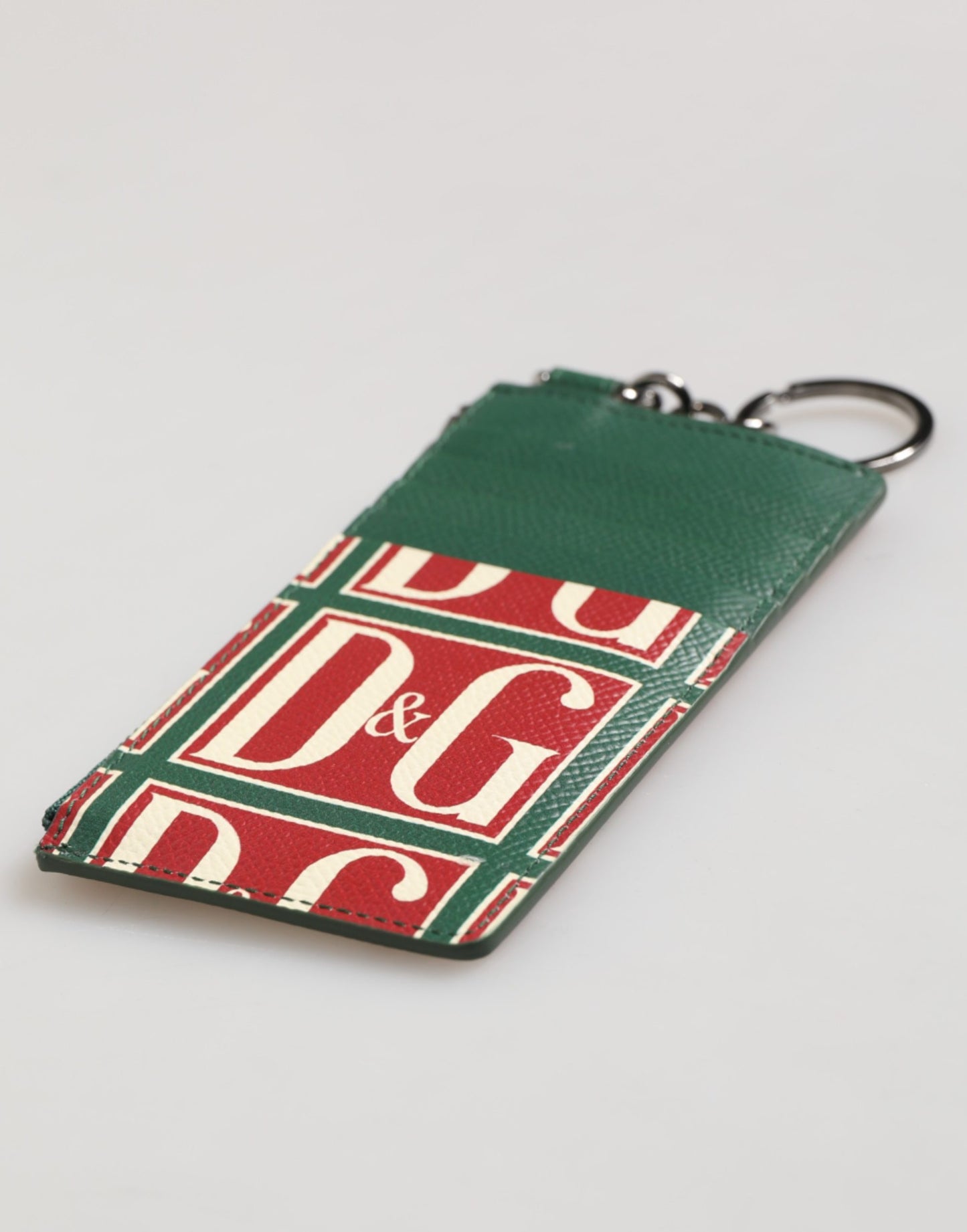 Dolce & Gabbana Green Calf Leather Logo Print Monogram Card Holder Wallet Curated Luxury Accessories by Orvyn
