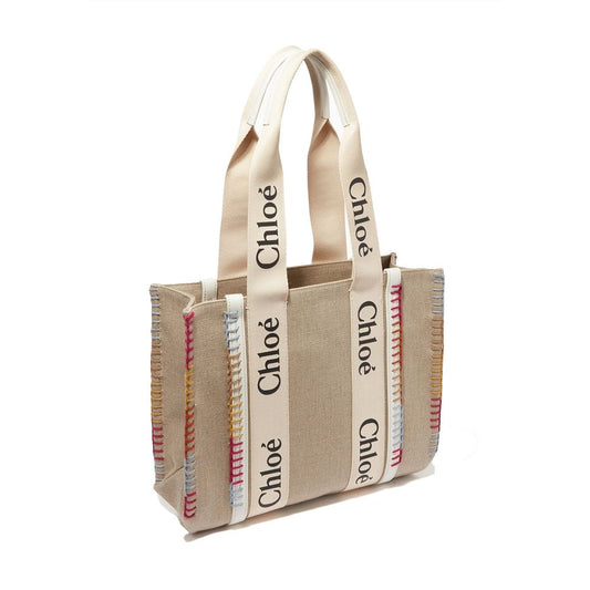 Chloé Beige Linen Tote Bag Curated Luxury Accessories by Orvyn