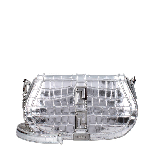 Versace Gray Leather Shoulder Bag Curated Luxury Accessories by Orvyn