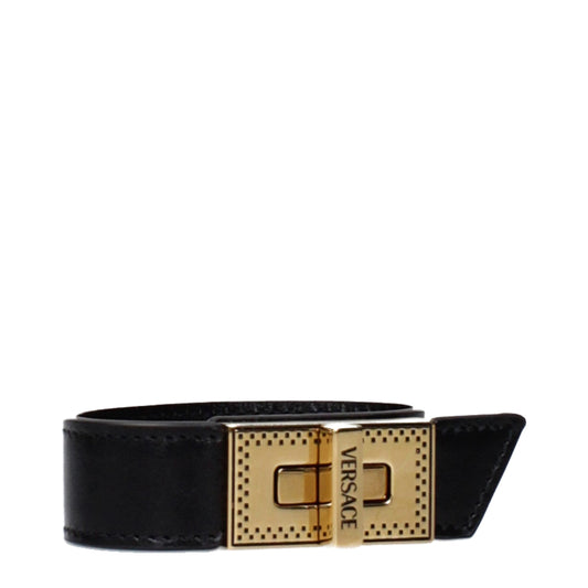 Versace Black Leather Bracelet Curated Luxury Accessories by Orvyn