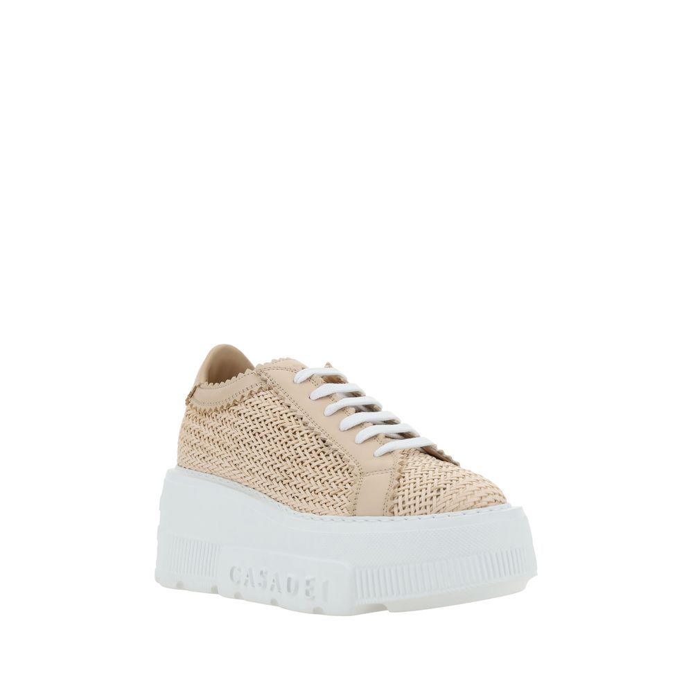 Casadei Beige Other Fibres Platform Sneakers Curated Luxury Accessories by Orvyn