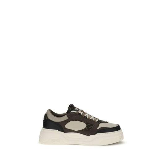 Fendi Black Calf Leather Bos Taurus Chunky Sneakers Curated Luxury Accessories by Orvyn