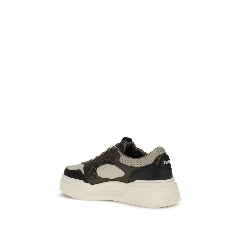 Fendi Black Calf Leather Bos Taurus Chunky Sneakers Curated Luxury Accessories by Orvyn