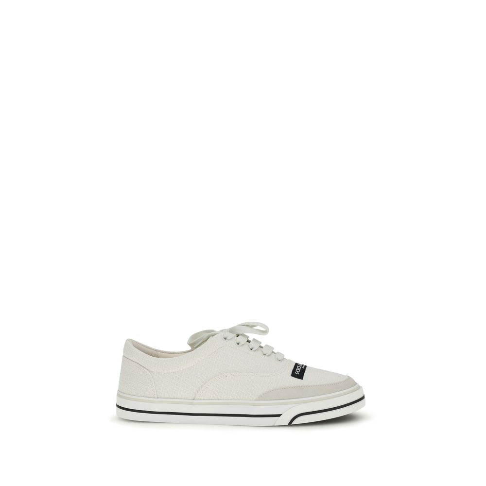 Dolce & Gabbana White Linen Low Top Sneakers Curated Luxury Accessories by Orvyn