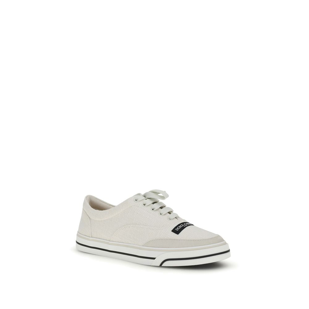 Dolce & Gabbana White Linen Low Top Sneakers Curated Luxury Accessories by Orvyn