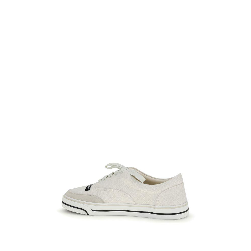 Dolce & Gabbana White Linen Low Top Sneakers Curated Luxury Accessories by Orvyn