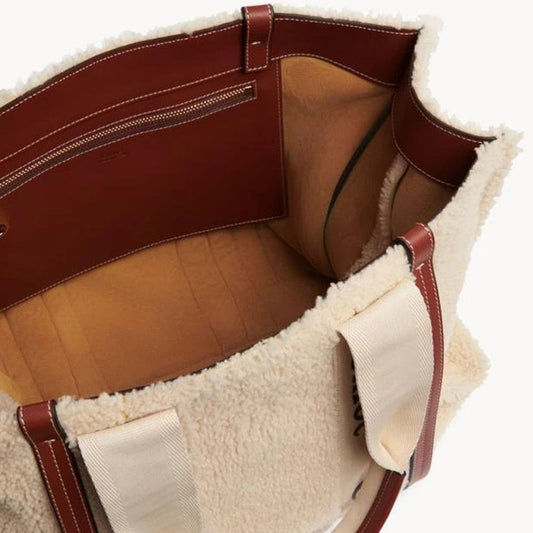 Chloé Beige Lamb Fur Tote Bag Curated Luxury Accessories by Orvyn