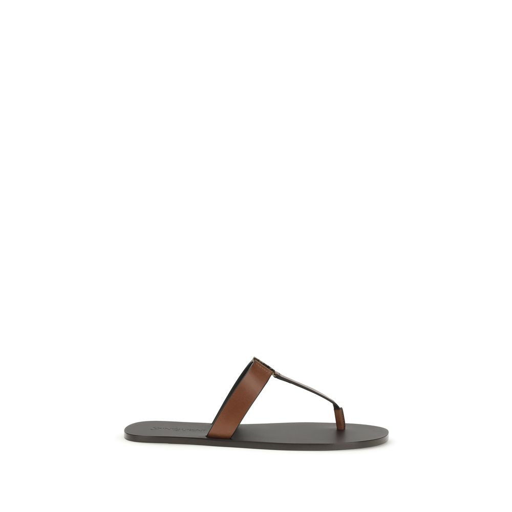 Saint Laurent Brown Leather thong Sandals