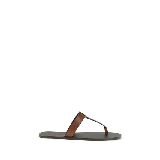 Saint Laurent Brown Leather thong Sandals