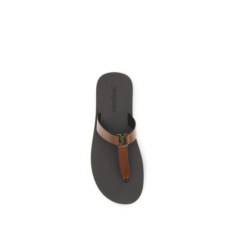 Saint Laurent Brown Leather thong Sandals
